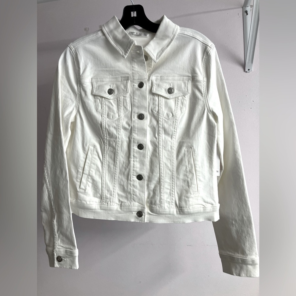 89th + Madison Women’s Denim Jeans Style Jacket, Size XS, White, NWT